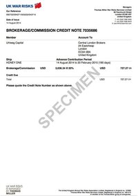 Brokerage/commission credit note