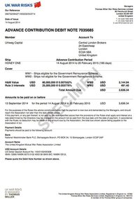 Advance contribution debit note