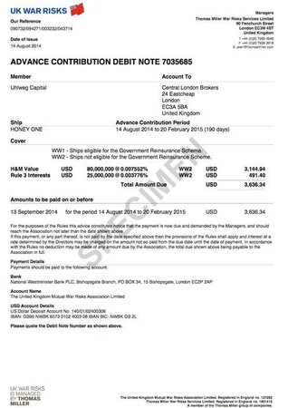Advance contribution debit note