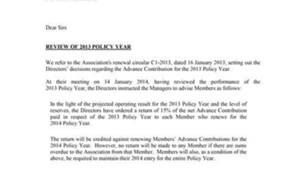 C2 2014 - Review of the 2013 Policy Year