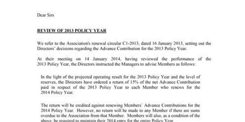 C2 2014 - Review of the 2013 Policy Year