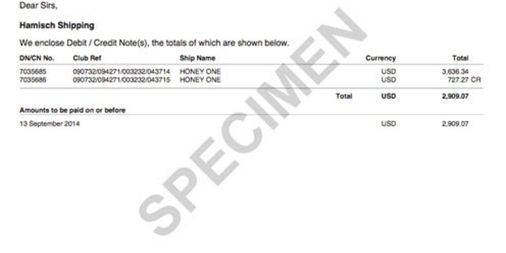 Debit/Credit Note Summary